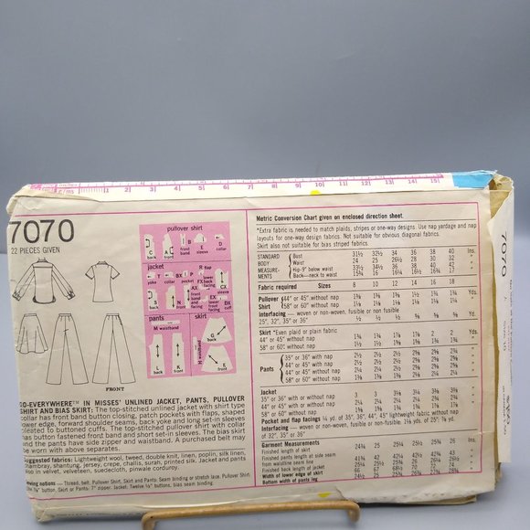 Vintage Sewing PATTERN Simplicity 7070, Go Everywhere Misses 1975 Jacket Pants - Picture 2 of 2